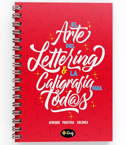 Finoly Cuaderno Lettering Adultos - Libro Lettering y Caligrafía para Colorear a Mano - Cuaderno Caligrafía y Lettering Principiantes - Tamaño A4 - Papel Premium