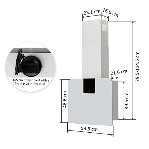 FIREGAS Campana Extractora 60 cm, Motor Sin Escobillas de Bajo Consumo, 9 velocidades, 532,4 m³/h, Modo de Extracción o Recirculación, Con Filtro CC170, Acero Inoxidable y Cristal Templado