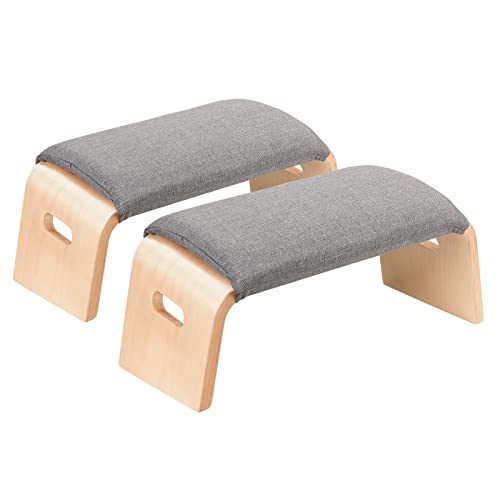 FirFurd 2 Bancos de Meditación, Sillas de Pilates, Taburete de Yoga, de Madera de Abedul, con Cojín Extraíble, Asiento Inclinado, Asiento de Rodillas, 52x23x18-20 cm