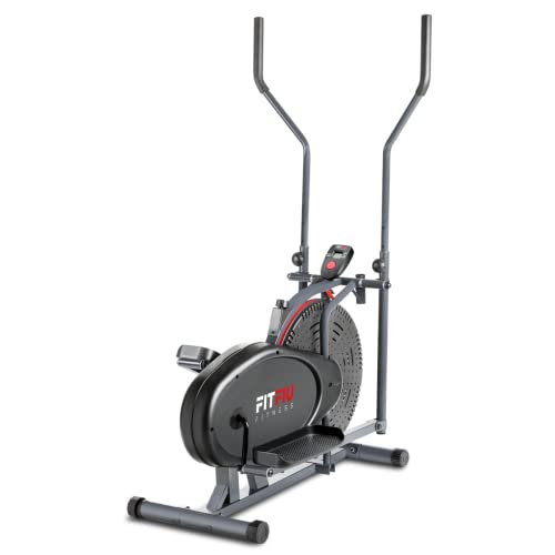 FITFIU Fitness BELI-90 - Bicicleta Elíptica con Disco inercia de 5kg, 8 Niveles de Resistencia, Pedales Antideslizantes Pantalla LCD, Bicicleta Fitness Entrenamiento Indoor