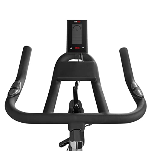 FITFIU Fitness BESP-500 - Bicicleta Indoor con resistencia regulable con disco inercia 24kg, Bici entrenamiento Fitness con sillín ajustable, Pulsómetro y pantalla LCD