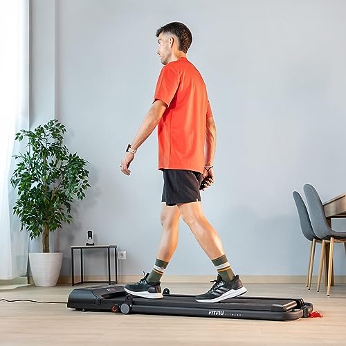 Fitfiu Fitness MC-120 - Cinta de Correr Plegable de Velocidad Ajustable hasta 10km/h, Superficie Carrera 40x110cm,con Pantalla LED, pulsómetro y Pantalla LCD y conectividad con KINOMAP