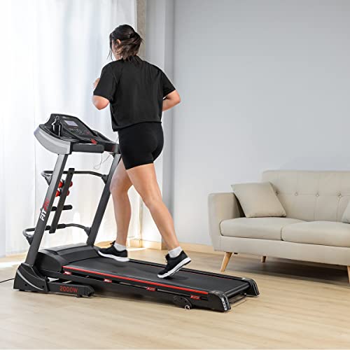 FITFIU Fitness MC-400 - Cinta de Correr Plegable hasta 20km/h, Motor de 2000W, inclinación, Plegado Vertical hidráulico, conectividad App con Kinomap y Puerto USB y Accesorios