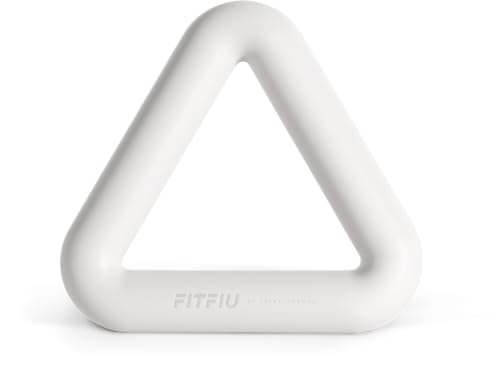 Fitfiu Fitness Triangular Kettlebell - Pesa Rusa Kettlebell de 3,2kg con Agarre ergonómico de Acero en Silicona Blanda Blanca para sesiones de Fuerza y Cardio Shapes Collection by Patry Jordan