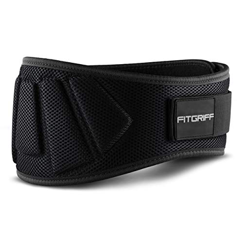 Fitgriff® Cinturón Gym V1 - Cinturon Gimnasio, Musculación, Halterofilia, Crossfit, Levantamiento Pesas, Fitness - Mujeres y Hombres - Black Small