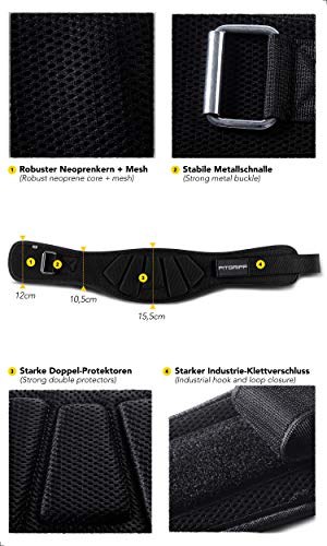 Fitgriff® Cinturón Gym V1 - Cinturon Gimnasio, Musculación, Halterofilia, Crossfit, Levantamiento Pesas, Fitness - Mujeres y Hombres - Black Small