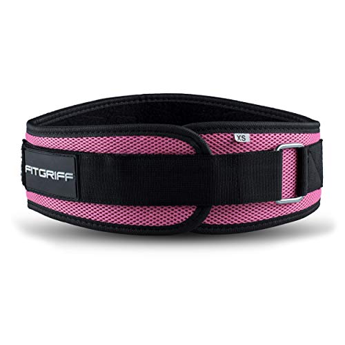 Fitgriff® Cinturón Gym V1 - Cinturon Gimnasio, Musculación, Halterofilia, Crossfit, Levantamiento Pesas, Fitness - Mujeres y Hombres - Pink X-Small