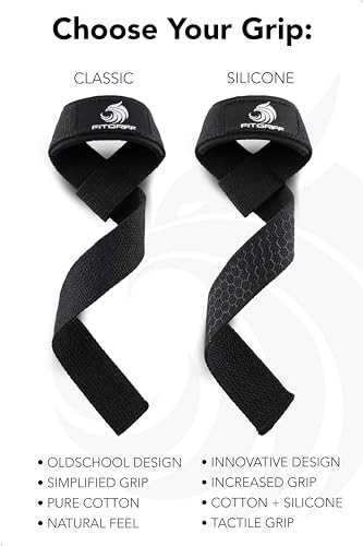 Fitgriff® Straps Gym, Correas Levantamiento de Pesas, Powerlifting, Agarraderas Gimnasio - Lifting Straps - Mujeres y Hombres (Estándar (más de 16cm muñeca), Black/Pink)