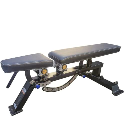 Fitness Tech - Banco de Musculación Ajustable Profesional - Entrenamiento de Alta Resistencia - Ejercicio Completo - Banca y Press de Barra - 38 Kg