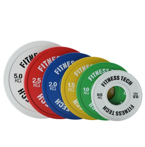 Fitness Tech - Disco Bumper Plate Fraccional - Musculación, Tonificiación, Entrenamiento - Alta Resistencia - 1 Unidad - Color Amarillo - 1,5 Kg