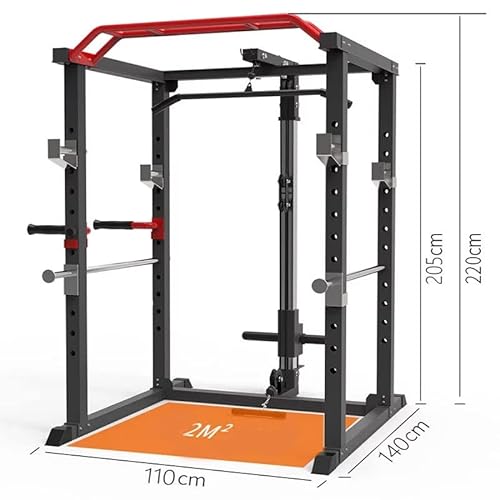 Fitness Tech - Multiestación de Fuerza - Power Rack Squat - Jaula de Sentadillas - Equipo de Ejercicio de Musculación - 110 x 140 x 220 cm