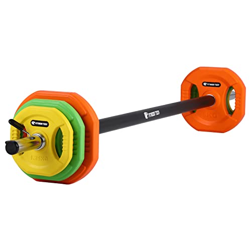 Fitness Tech - Set Completo de Pesas y Barra - Body Pump - Entrenamiento Funcional - Definición, Musculación y Entrenamiento (30KG)