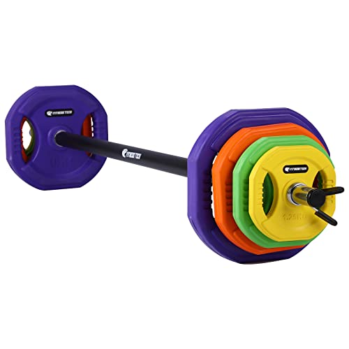 Fitness Tech - Set Completo de Pesas y Barra - Body Pump - Entrenamiento Funcional - Definición, Musculación y Entrenamiento (40KG)