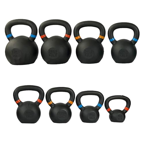 FIURI Pesa Rusa, Kettlebell de Hierro Fundido, 4Kg - 32Kg, para Entrenamiento Total del Cuerpo, Base Plana, Mango Ergonómico, Ejercicio, Crossfit, Gimnasio