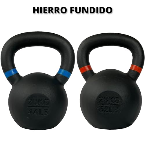 FIURI Pesa Rusa, Kettlebell de Hierro Fundido, 4Kg - 32Kg, para Entrenamiento Total del Cuerpo, Base Plana, Mango Ergonómico, Ejercicio, Crossfit, Gimnasio