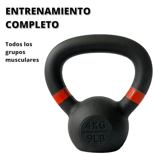 FIURI Pesa Rusa, Kettlebell de Hierro Fundido, 4Kg - 32Kg, para Entrenamiento Total del Cuerpo, Base Plana, Mango Ergonómico, Ejercicio, Crossfit, Gimnasio