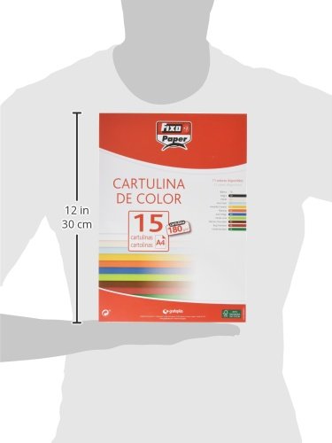 Fixo Paper 11110660 - Pack de 15 cartulinas amarillas, A4, 180g/m²