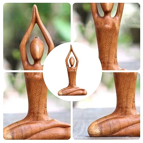 FIYSON Figura de escultura de yoga para mujer, escultura de talco, yoga, estatuas de yoga de polirresina, decoración para el hogar, sala de estar, regalo para amantes del yoga, 18 cm (estilo 2)