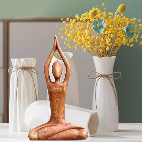 FIYSON Figura de escultura de yoga para mujer, escultura de talco, yoga, estatuas de yoga de polirresina, decoración para el hogar, sala de estar, regalo para amantes del yoga, 18 cm (estilo 2)