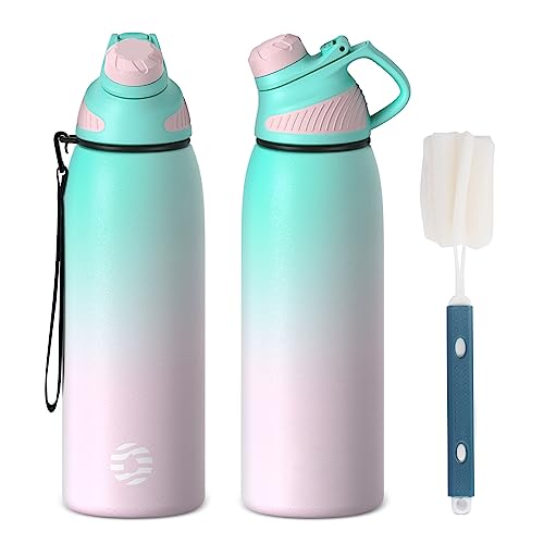 Fjbottle Botella Agua Acero Inoxidable con Tapa Magnética 1L, 800ml, 600ml, 400ml sin BPA Botella Termica para Niños, Deportiva Termo