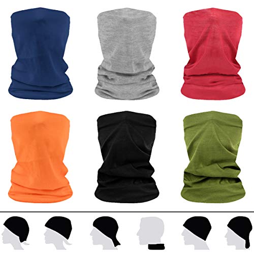 flintronc Pañuelos Cabeza Elástica,6 Piezas Multifunción Bufand Bandana con 6 Colores, Resistente al Viento Transpirable, Protección UV Tubular Pañuelo para El Cuello para Ciclismo, Senderismo