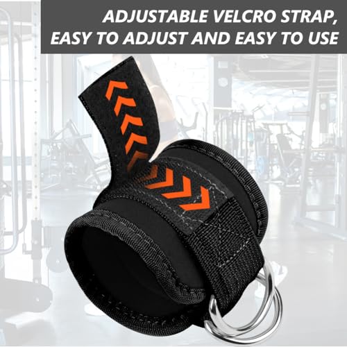 flintronic 2 PCS Tobillera para Polea, Tobillera para Polea de Velcro, Accesorios para Gym con Doble Anilla en D Correa para Tonificar Músculos, Entrenar Piernas y Glúteos - Negro