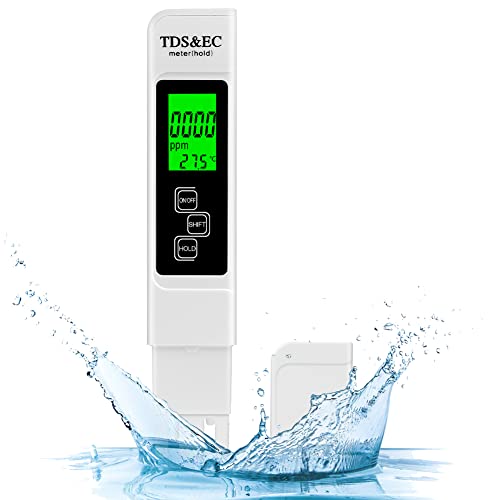 Flintronic 3 en 1 Calidad del Agua Medidor de Prueba, Combo de Medidor Digital de TDS+EC, Medidor de Prueba de Alta Precisión de TDS, Pantalla LCD, para Piscinas, Acuarios