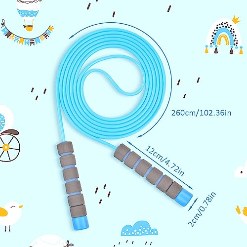 flintronic Comba Saltar Para Niños 2 Piezas Para,Cuerda Para Saltar Suave Y Cuerda Ajustable Libre, 2.6m Longitud Ajustable, Mango Antideslizante De Espuma Suave, Para Niños Y Adultos-azul/morado