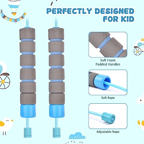 flintronic Comba Saltar Para Niños 2 Piezas Para,Cuerda Para Saltar Suave Y Cuerda Ajustable Libre, 2.6m Longitud Ajustable, Mango Antideslizante De Espuma Suave, Para Niños Y Adultos-azul/morado