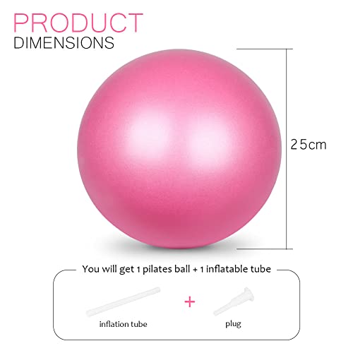 flintronic Pelota de Yoga, Mini Pelota de Pilates, 25 cm / 9,4 Pulgadas, Fitness, Pilates, Embarazo y Sentarse, Fitball, Equilibrio, Entrenamiento, 55cm 65cm, Hinchador Incluido