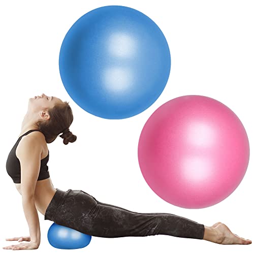 flintronic Pelota de Yoga, Mini Pelota de Pilates, 25 cm / 9,4 Pulgadas, Fitness, Pilates, Embarazo y Sentarse, Fitball, Equilibrio, Entrenamiento, 55cm 65cm, Hinchador Incluido