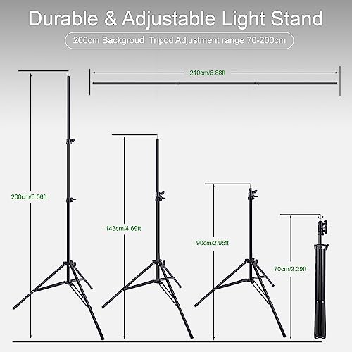 FNLLC Soporte de Fondo, 2x2M,Sistema de Soporte de Fondo Ajustable,Marco de Fondo con 6 Clips de Telón de Fondo + 2 Sacos de Arena (Trípode Estable) para Fotografía de Pared Fotografía de Estudio