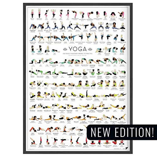 FOLLYGRAPH Póster de yoga de nueva edición, 150 asanas, regalo de yoga (A2 (42 x 60 cm)