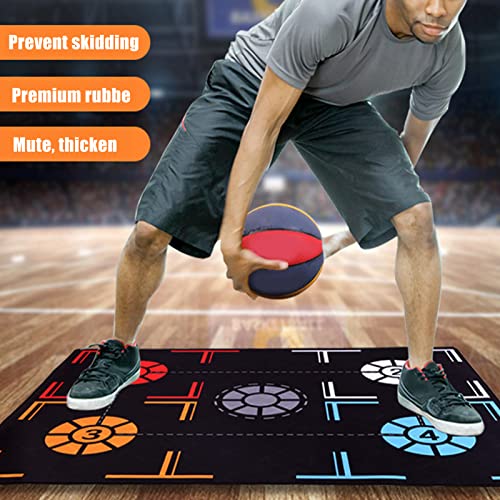 FOLOSAFENAR Colchoneta de Entrenamiento de Baloncesto, 2 Mm de Espesor Punto de Goma Recordatorio Colchoneta de Paso de Baloncesto Negra para el Hogar para Niños de Menos de 150 Cm