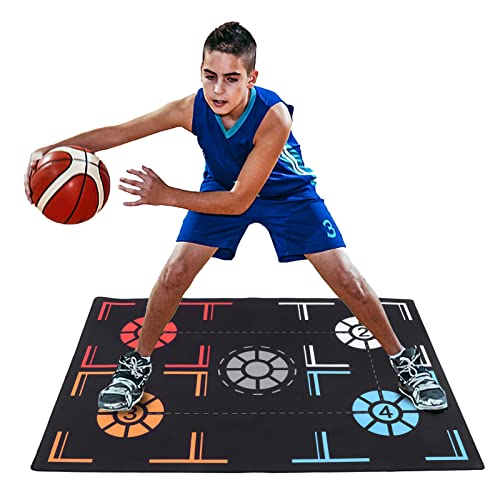 FOLOSAFENAR Colchoneta de Entrenamiento de Baloncesto, 2 Mm de Espesor Punto de Goma Recordatorio Colchoneta de Paso de Baloncesto Negra para el Hogar para Niños de Menos de 150 Cm