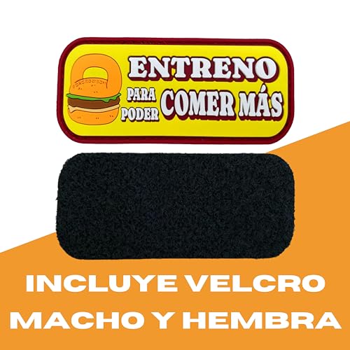 Forged Bison - Parche velcro mochila táctica "Entreno para poder comer más" - Para chaleco, cinturon y mochila militar - Parche de PVC para crossfit - Accesorio para gym