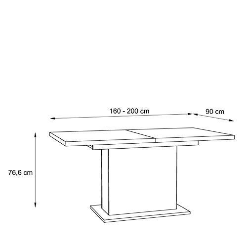 FORTE Calpe Mesa de comedor con extracción sincronizada y un inserto interior, fabricada en material de madera, con unas medidas de 160 x 90 x 76,59 cm y en color roble arena