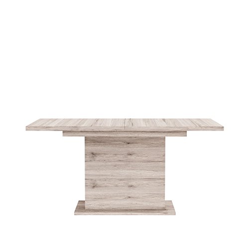 FORTE Calpe Mesa de comedor con extracción sincronizada y un inserto interior, fabricada en material de madera, con unas medidas de 160 x 90 x 76,59 cm y en color roble arena