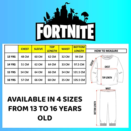 Fortnite - Pijama Niños - Pijama Negro Motivo Tacos Pijama 100% Algodón - Pijama Teen - Mercancía Oficial 16 Años