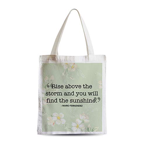 French Unicorn Tote bag Sac Shopping Rise Above Cita Motivation Mario Fernández Quote English, blanco, 38 x 42 cm