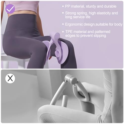 Frevoitna Entrenador de Cadera, Equipo de Ejercicio para Muslos, ejercitador de piernas para Mujeres y Hombres, ejercitador Suelo pelvico Ajustable, aparatos de Gimnasia para casa (Violet)