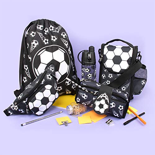 Fringoo – Bolso tipo tula para Niños | Perfecto para la Escuela, bolso tipo tula, para Natación, o Deportes | Incluye Correas de 1.5 cm para más Comodidad – Bolso para Niños – Futbol negro