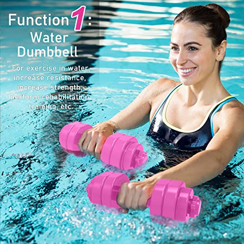 Fstcrt Aqua - Mancuernas para uso acuático, Mancuernas Aeróbicos en El Agua, Equipo de entrenamiento aeróbico acuático, Aquatic Barbell Aqua Resistencia Fitness (2 unidades, rosa rojo)