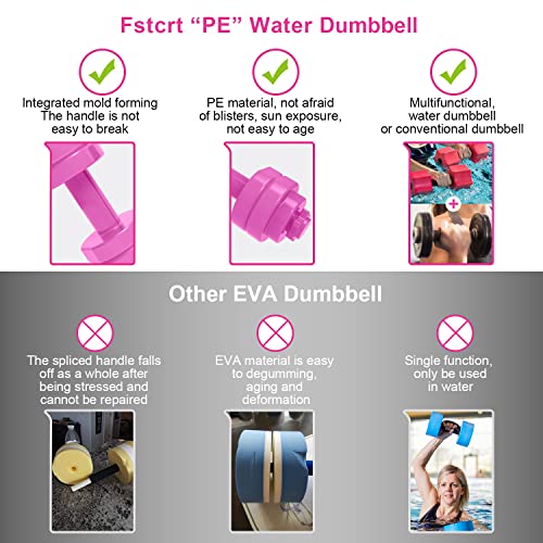 Fstcrt Aqua - Mancuernas para uso acuático, Mancuernas Aeróbicos en El Agua, Equipo de entrenamiento aeróbico acuático, Aquatic Barbell Aqua Resistencia Fitness (2 unidades, rosa rojo)