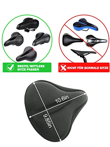 FUCNEN Funda sillin para Bicicleta estatica Funda De Gel para Sillín De Bicicleta Grande Asiento para Bicicleta Estática Almohadilla Ancha Suave (Negro)