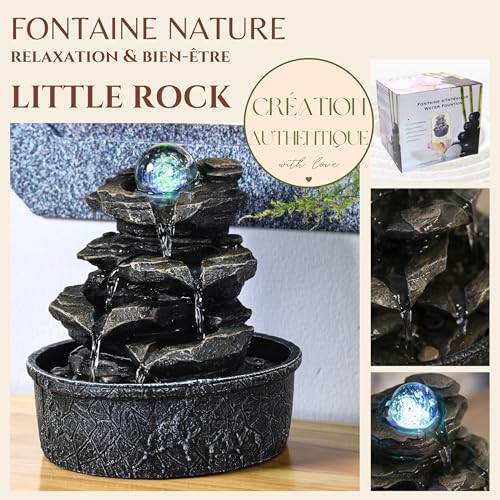 Fuente de poliresina ZenLight Little Rock, marrón oscuro, 20 x 20 x 23 cm