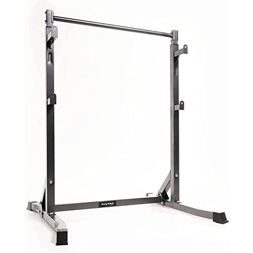 Fulmen Sport Jaula de sentadilla multifuncional, soporte de musculatura ajustable, carga máxima 200 kg, barra de tracción, adecuada para sentadillas, desarrollado-tumbado, levantamiento de pesas, gris