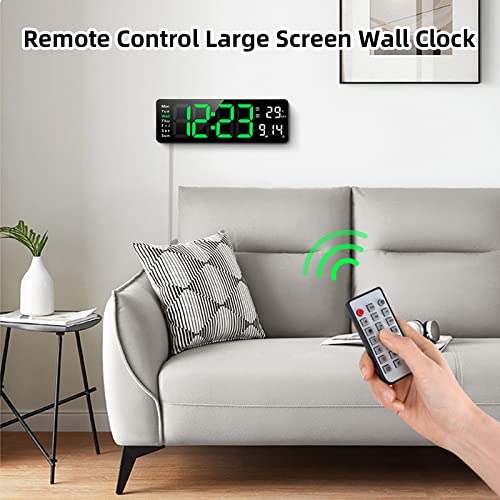 Fuloon Despertador Digital con Control Remoto, 13'' Reloj de Pared LED Digital, Reloj Despertador Digital Moderno con Cronómetro de Tiempo y Cuenta Regresiva,Brillo Ajustable,Hora,Fecha,Temperatura