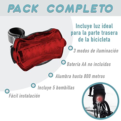 Funda de Gel Negra para Sillín de Bicicletas- Compatible con Cualquier Asiento de Bicicleta Estática o de Carretera. Luz Led Trasera para Bicicleta. Mejora tu Seguridad en Carretera.