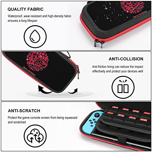 Funda de transporte de bolas de Navidad compatible con Switch con 20 soportes de cartucho de juego, bolsa de viaje de carcasa dura